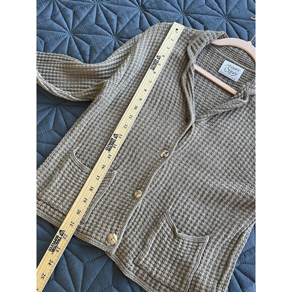 MARGARET O'LEARY Tan  knit button front cardigan sweater sz M Pockets Collar‎ - Picture 9 of 9